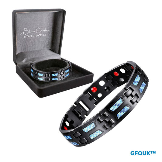 GFOUK™ Pulsera Titanio Carbono Azul - Click Buy Get you will like it